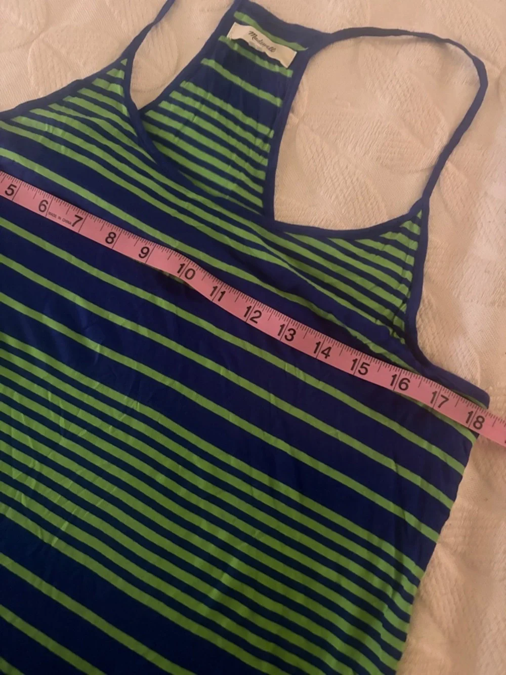 Madewell Blue & Green Striped women’s size L Racerback tank top. Vintage 2013.
